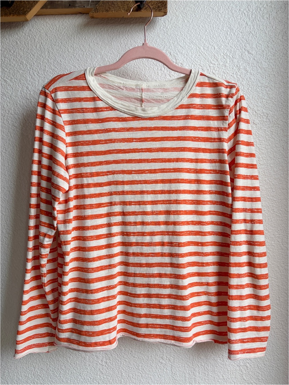 Elliot Lauren Orange Striped Long Sleeve Tee Small